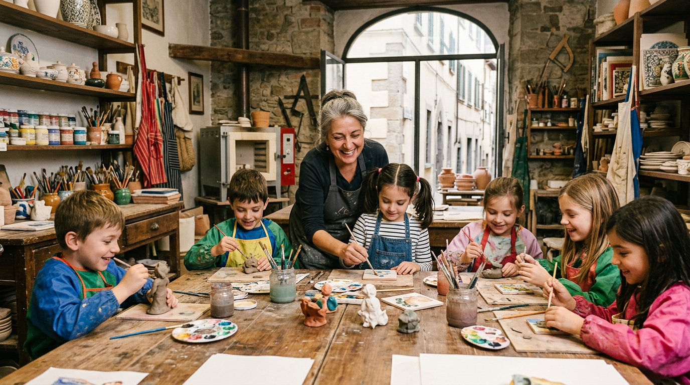 Bambini al laboratorio creativo in un museo di Firenze