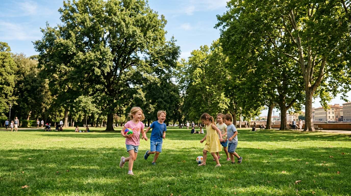 Bambini che giocano al Parco delle Cascine di Firenze