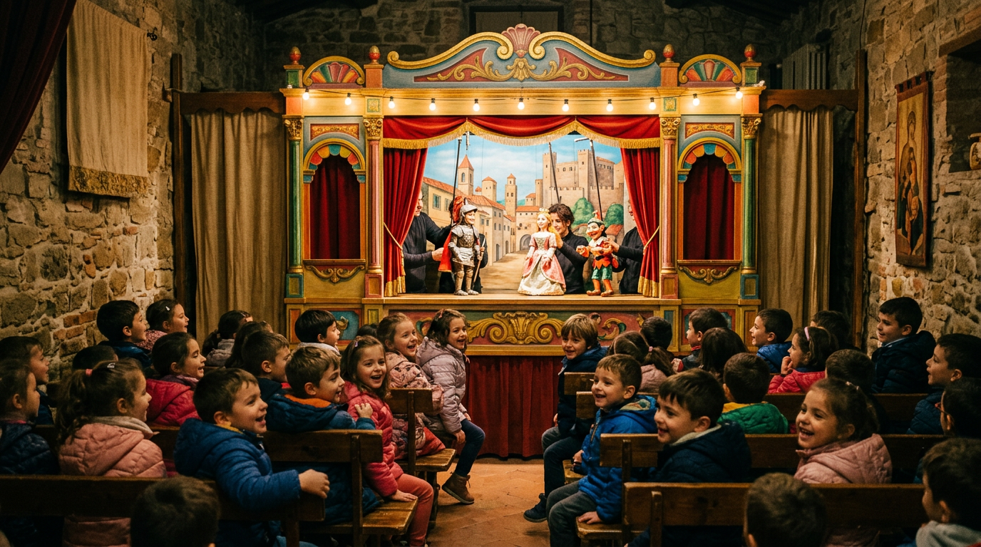 Bambini che guardano uno spettacolo teatrale a Firenze