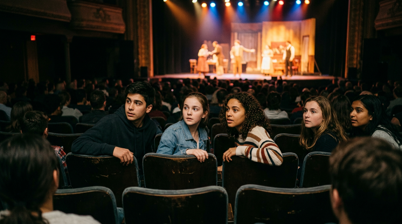 Ragazzi che assistono a uno spettacolo teatrale a Firenze