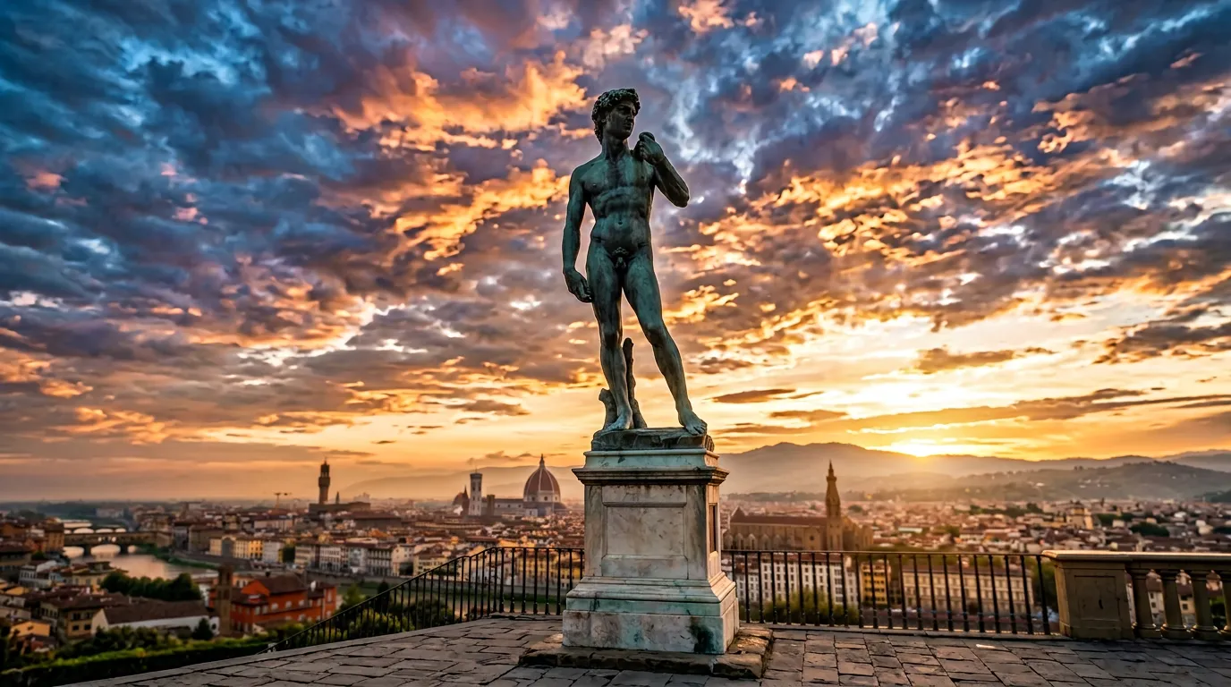 Tramonto da Piazzale Michelangelo con vista sul Duomo di Firenze