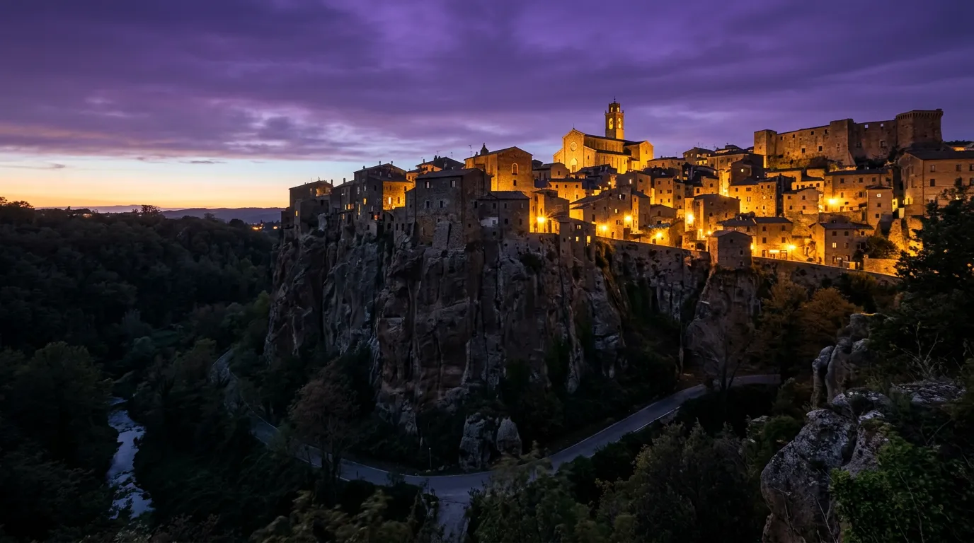 Veduta panoramica di un borgo medievale nella Maremma Toscana