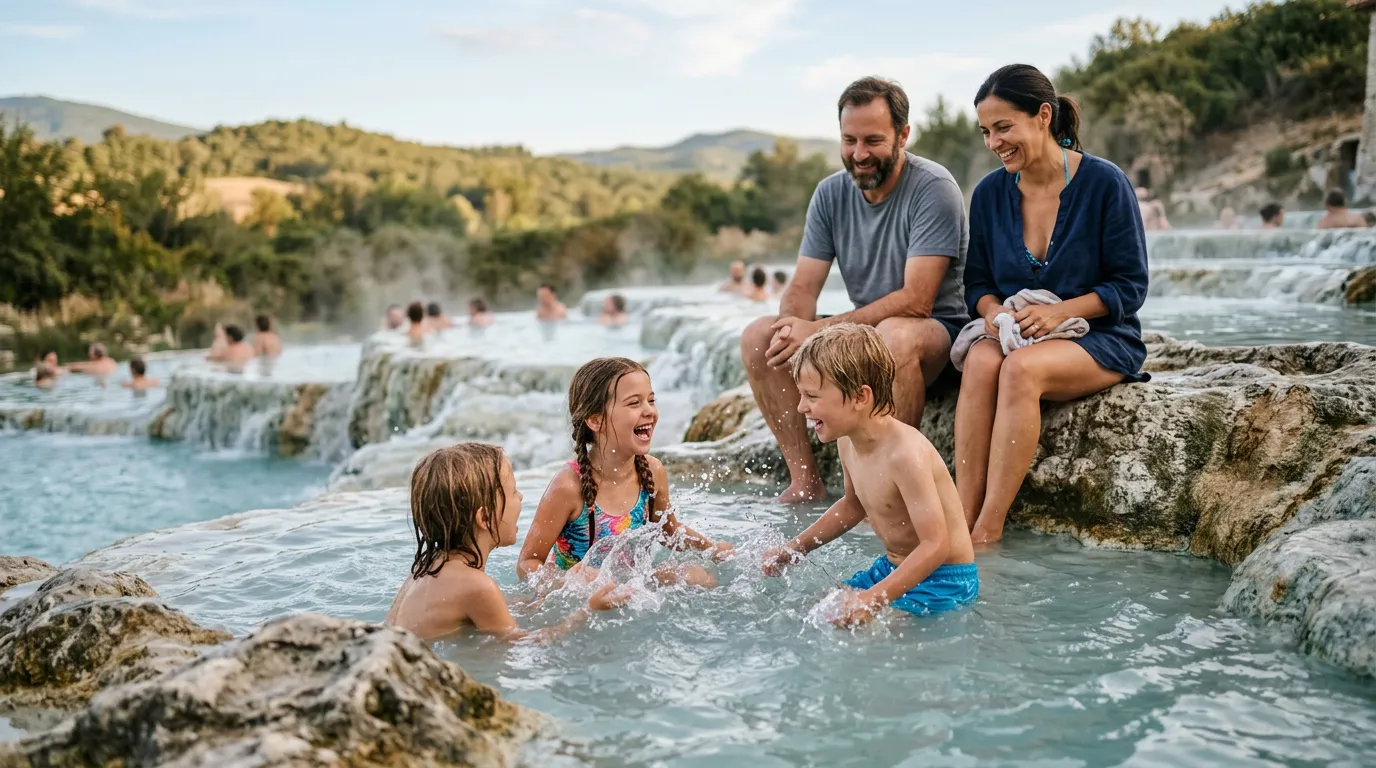 Famiglia con bambini sulla spiaggia della Maremma Toscana