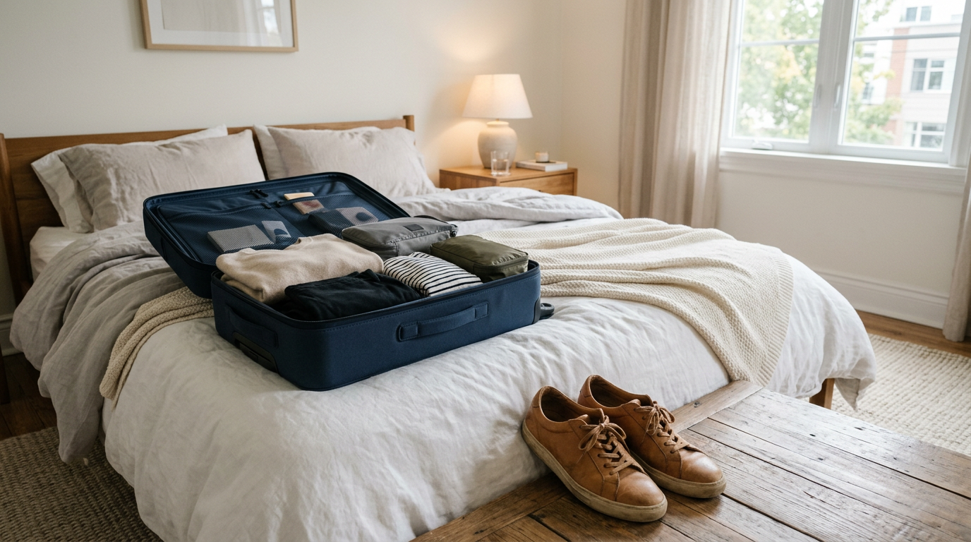 Valigia aperta con vestiti colorati per una vacanza a Firenze